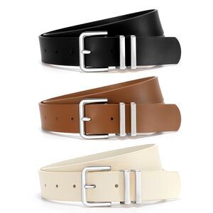 7982 3 Pack Women Leather Belt For Jeans Dresses Pants Fashion Ladies Waist
